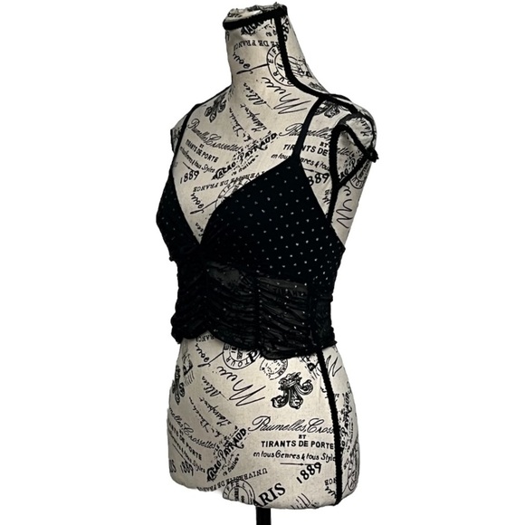 Colsie Mesh Sheer Black Bralette Camisole Crop Top Grunge Goth Academia Preppy S - Picture 3 of 10
